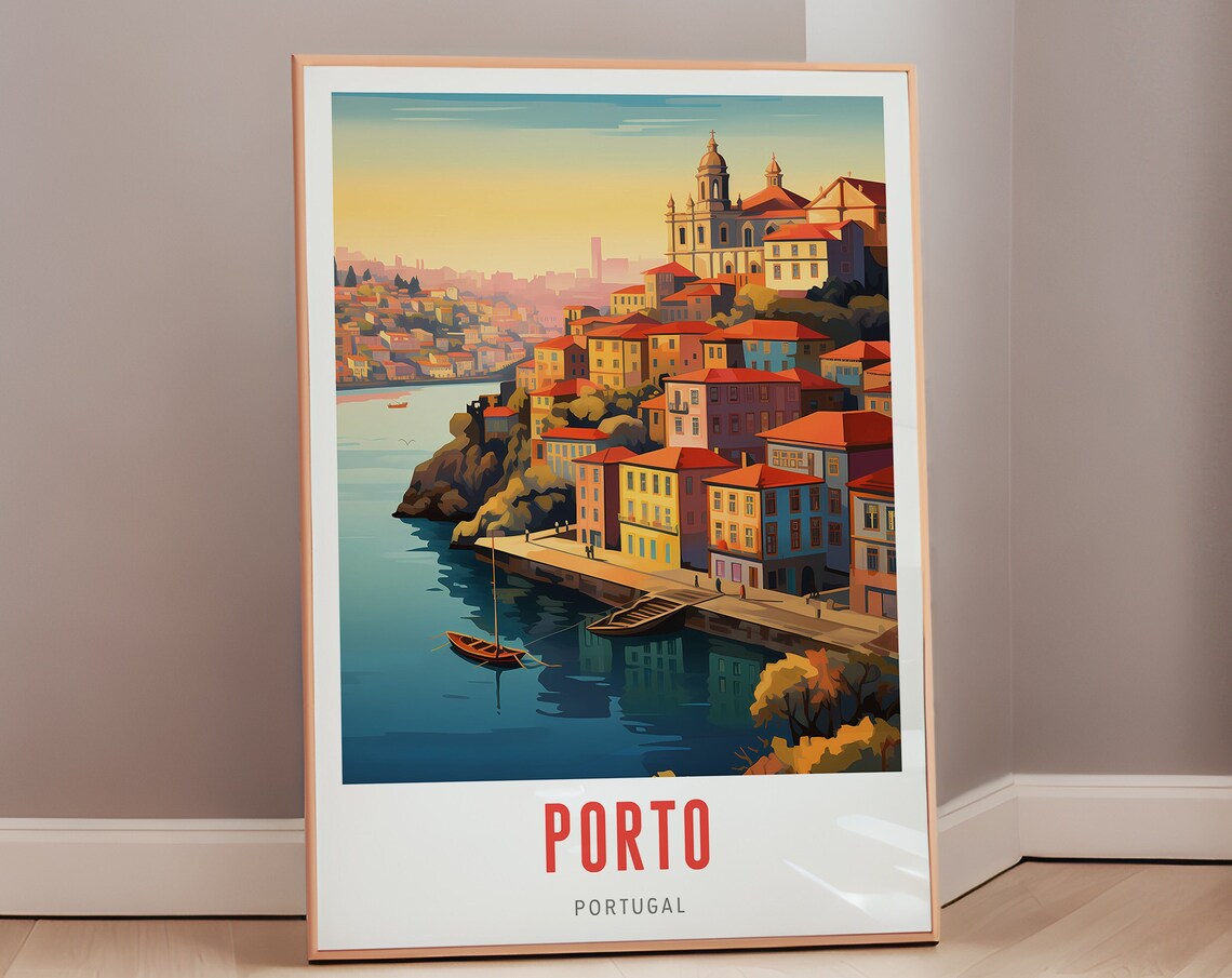 Porto Travel Poster, Mid-Century Modern Art Print