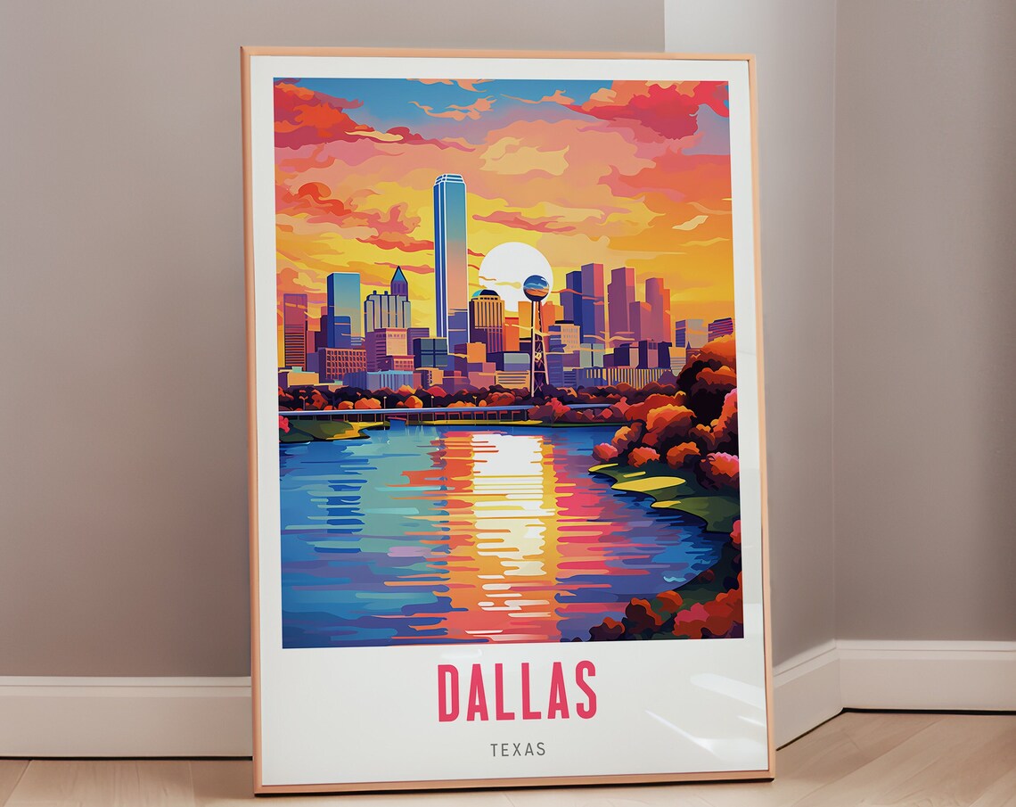 Dallas Travel Poster, Mid-Century Modern Art Print