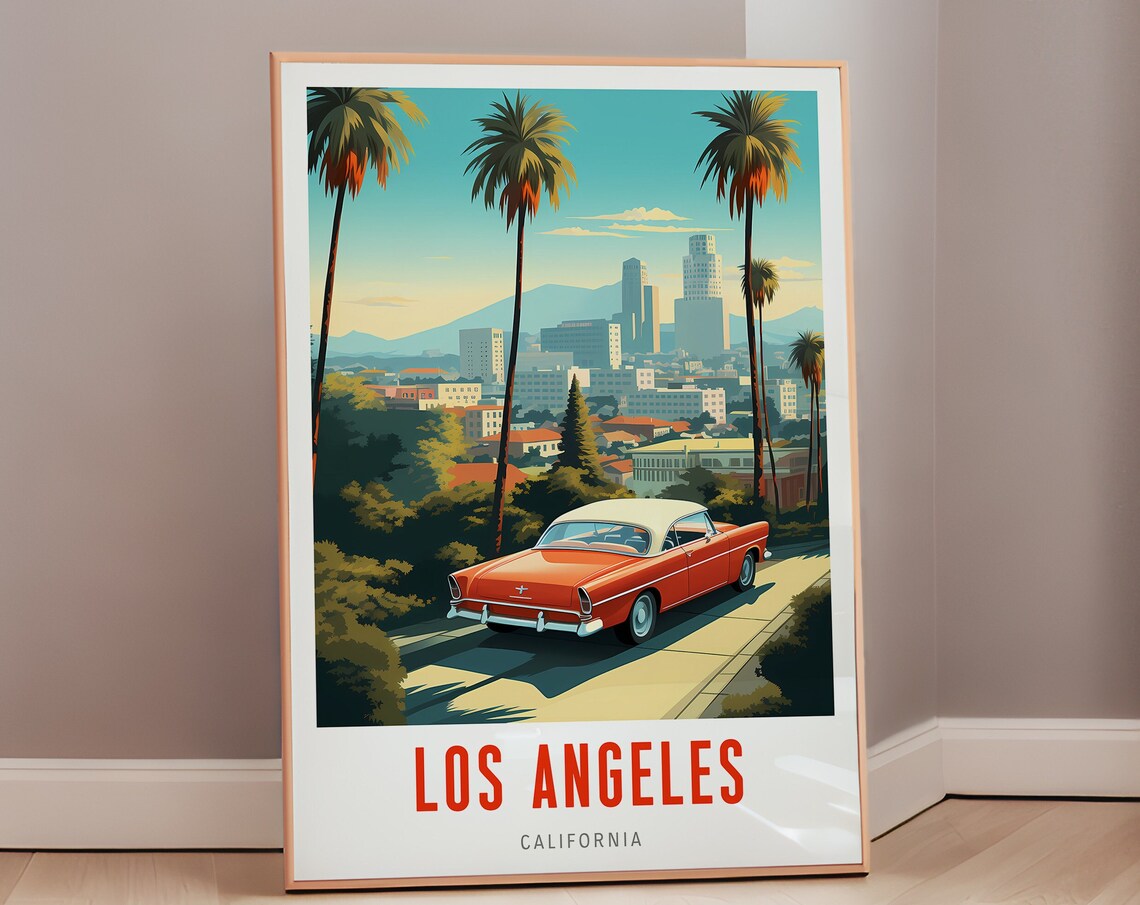 Los Angeles Travel Poster, Mid-Century Modern Art Print