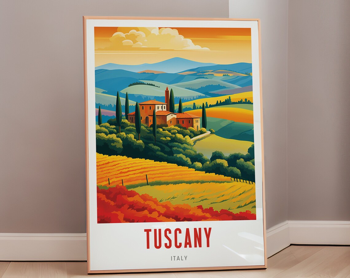 Tuscany Travel Poster, Mid-Century Modern Art Print