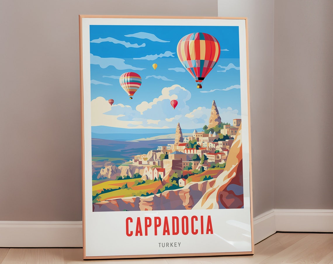 Cappadocia Turkey Hot Air Balloons Fairy Chimneys Travel Poster
