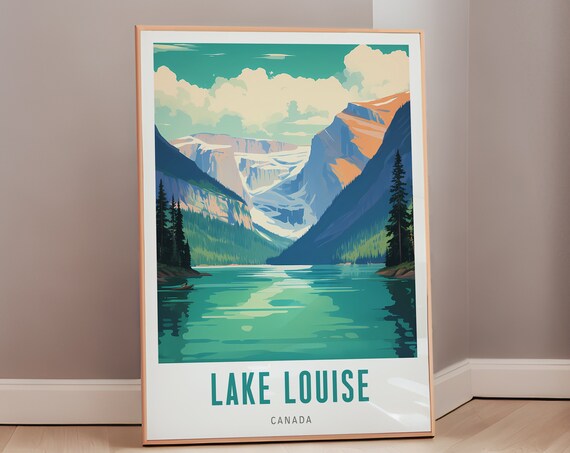 Lake Louise Canada Turquoise Lake Mid Century Modern Travel Poster
