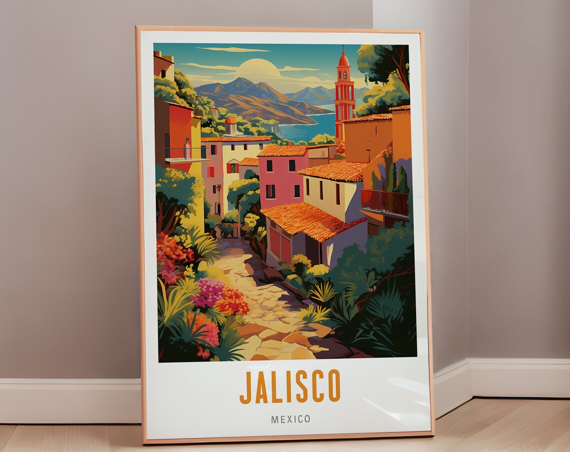 Mexico Travel Poster, Jalisco Mid-Century Modern