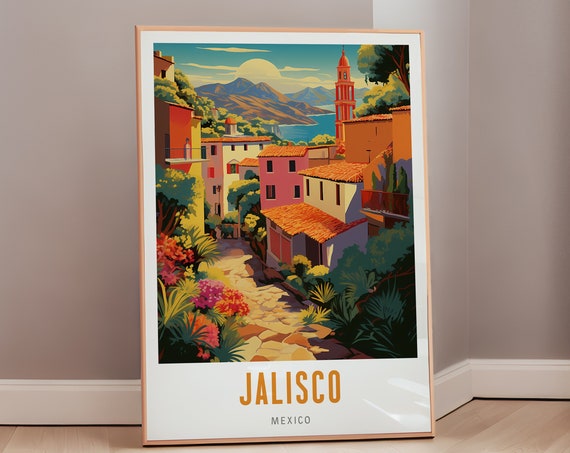 Mexico Travel Poster, Jalisco Mid-Century Modern