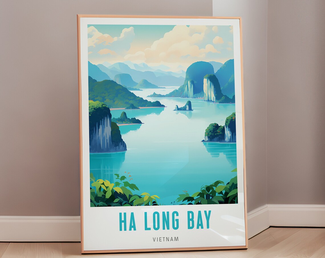Ha Long Bay Seascape, Mid-Century Travel Poster