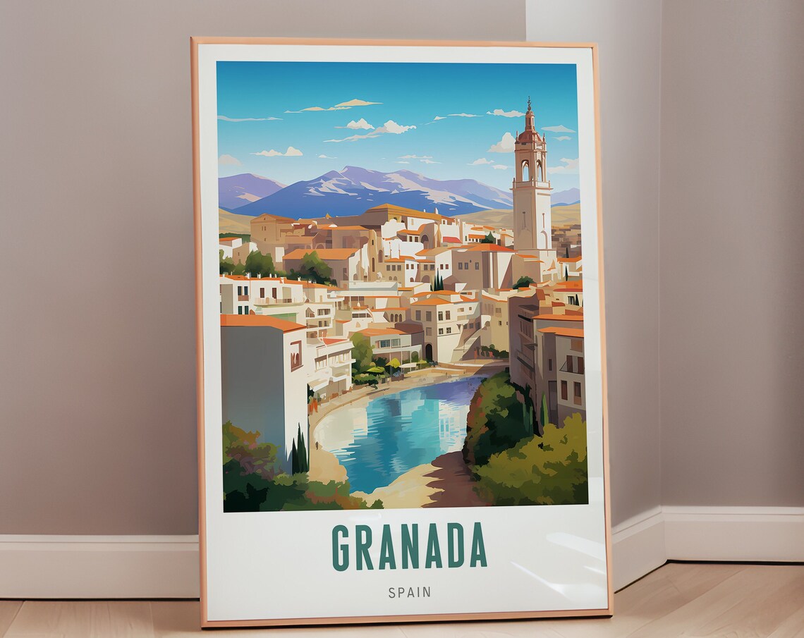 Granada Travel Poster, Mid-Century Modern Spain Art Print