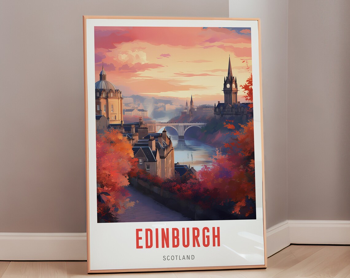 Edinburgh Travel Poster, Mid-Century Modern Scotland