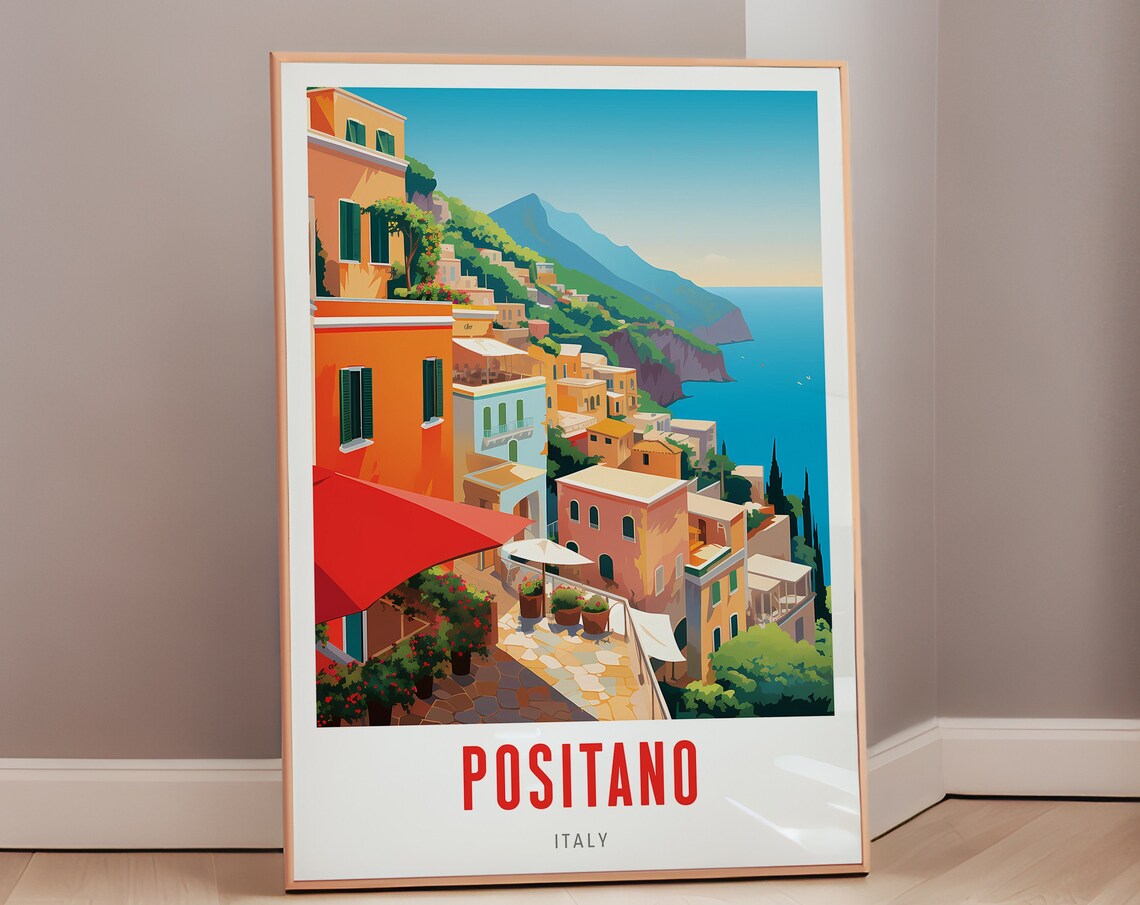 Positano Travel Poster, Mid Century Modern Art Print