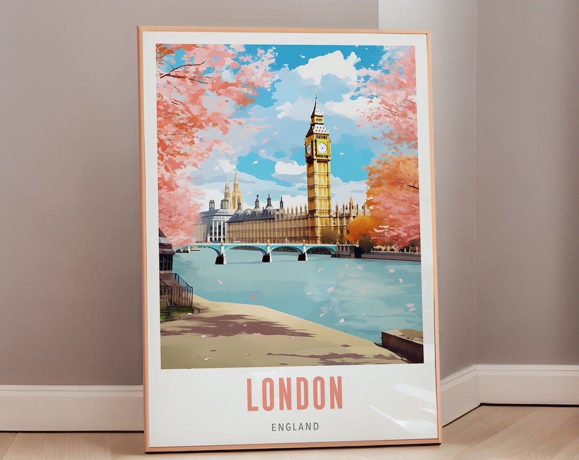 London Travel Poster, Mid-Century Modern Art Print