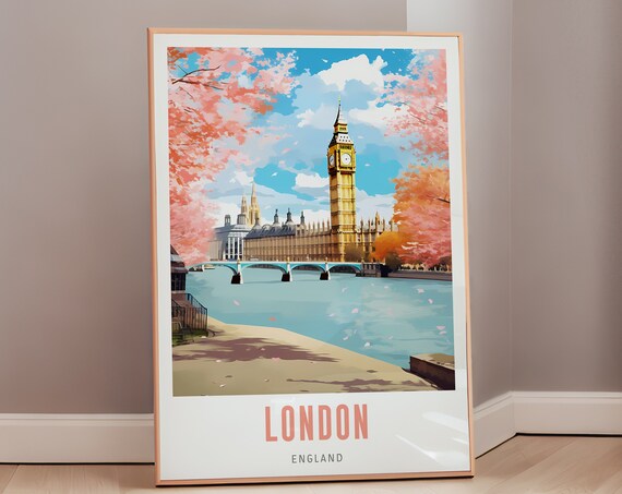 London Travel Poster, Mid-Century Modern Art Print