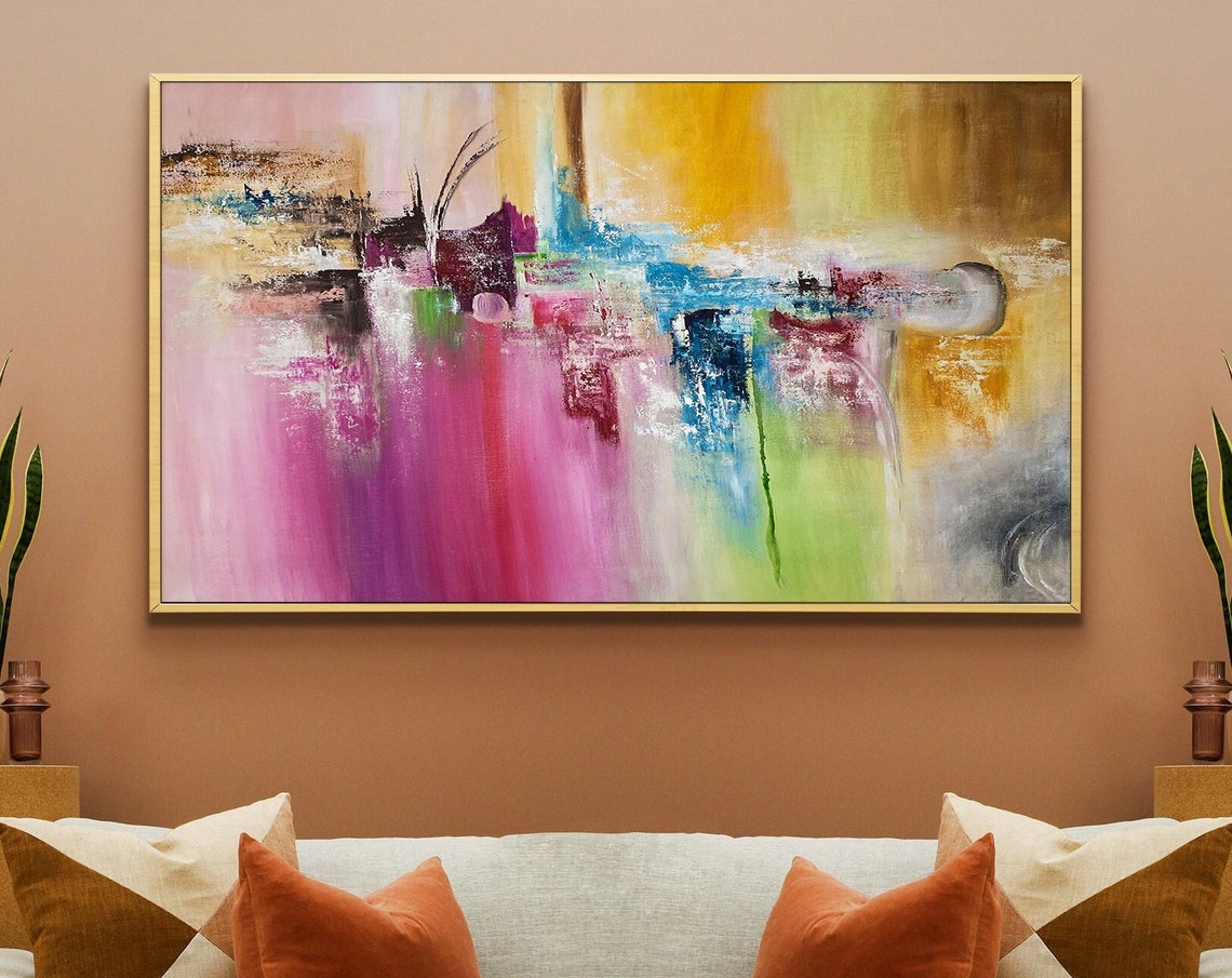 Vibrant Magenta Yellow Teal Colorful Joyful Abstract Modern Poster
