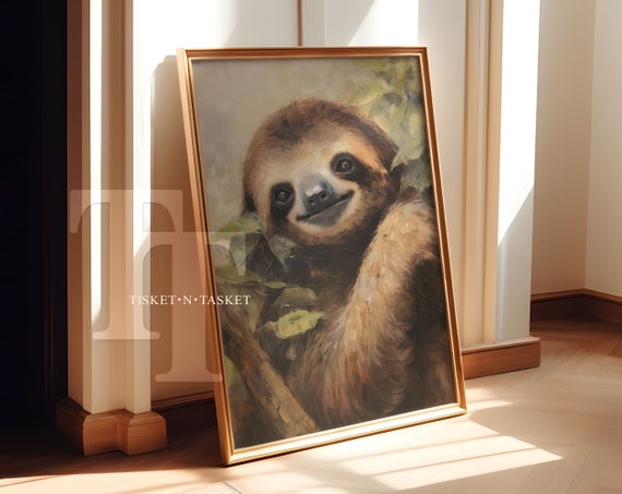 Sloth Painting Portrait Wall Art Print