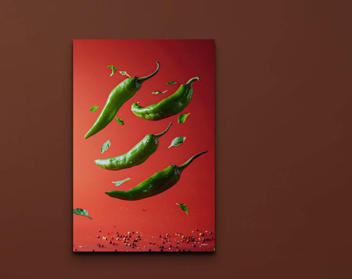 Green Chili Peppers Kitchen Food Art Print