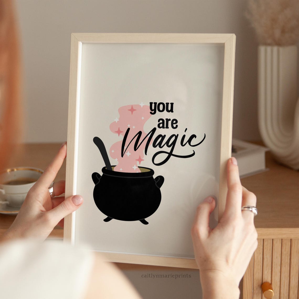 You Are Magic Witch Cauldron with Pink Steam Halloween Art Print - Image 3