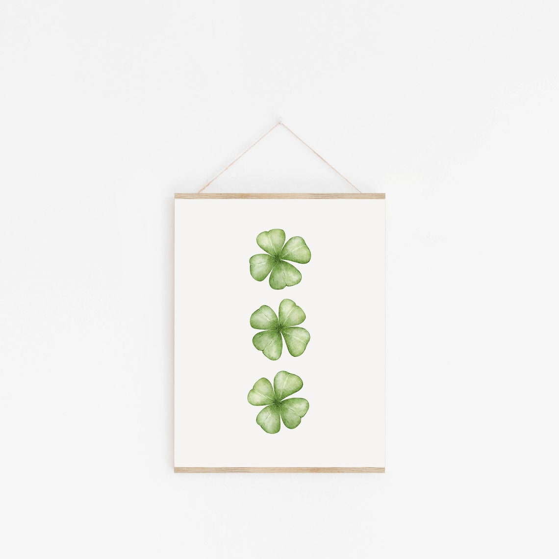 Watercolor Green Shamrocks Trio Minimal Irish Botanical Poster - Image 2