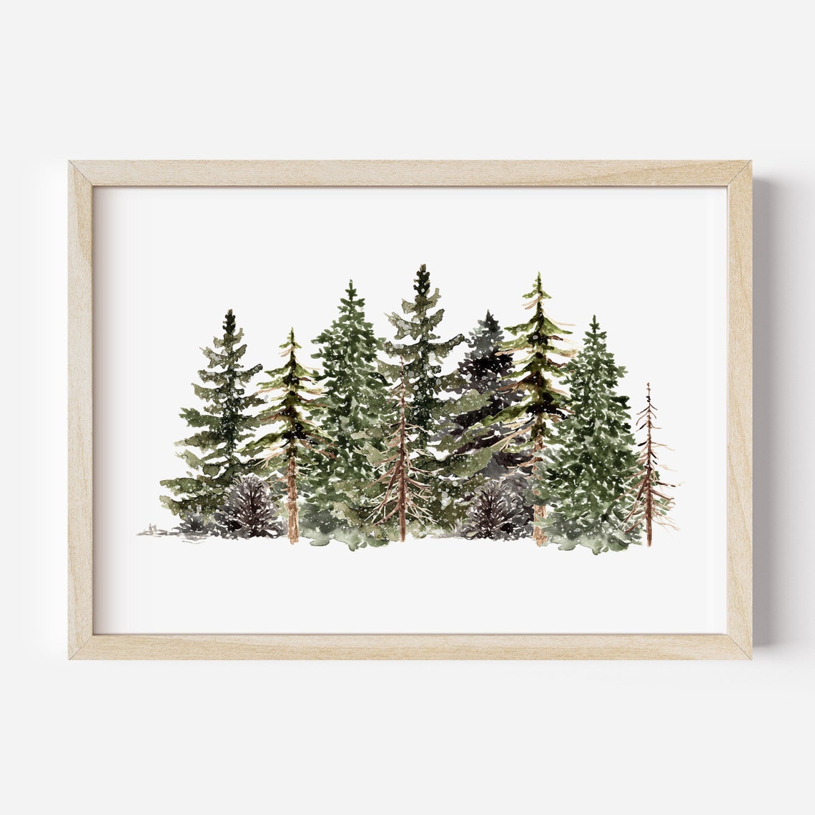 Watercolor Pine Tree Forest Winter Minimalist Woodland Wall Poster - Image 2