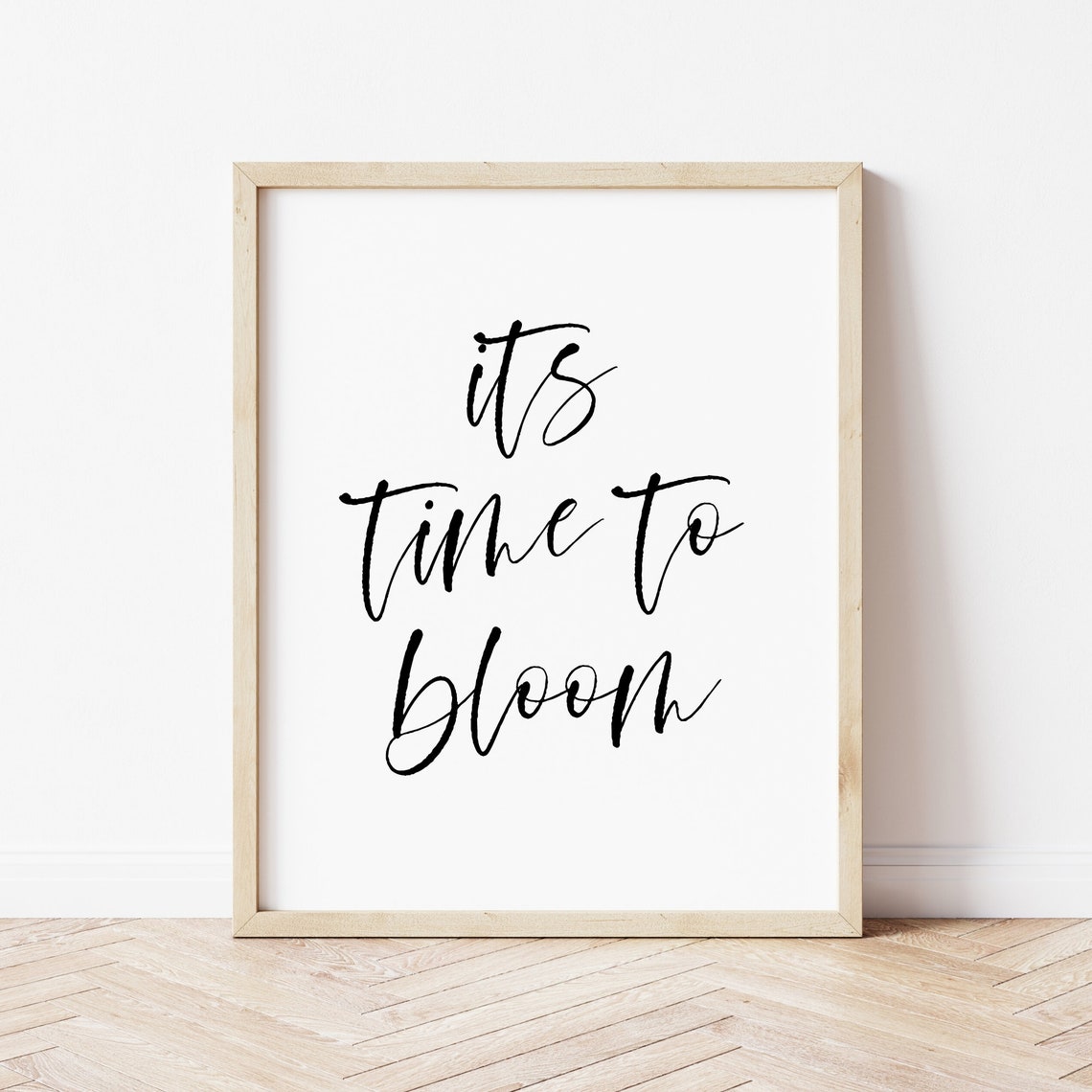 It Is Time To Bloom Black Script Minimalist Inspirational Quote Poster - Image 3