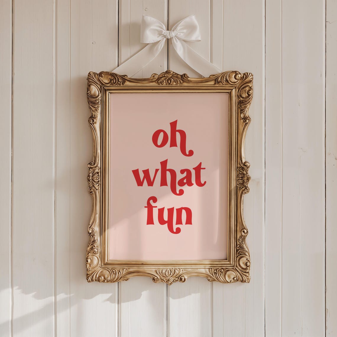 Oh What Fun Bold Red Retro Typography Christmas Holiday Poster - Image 2