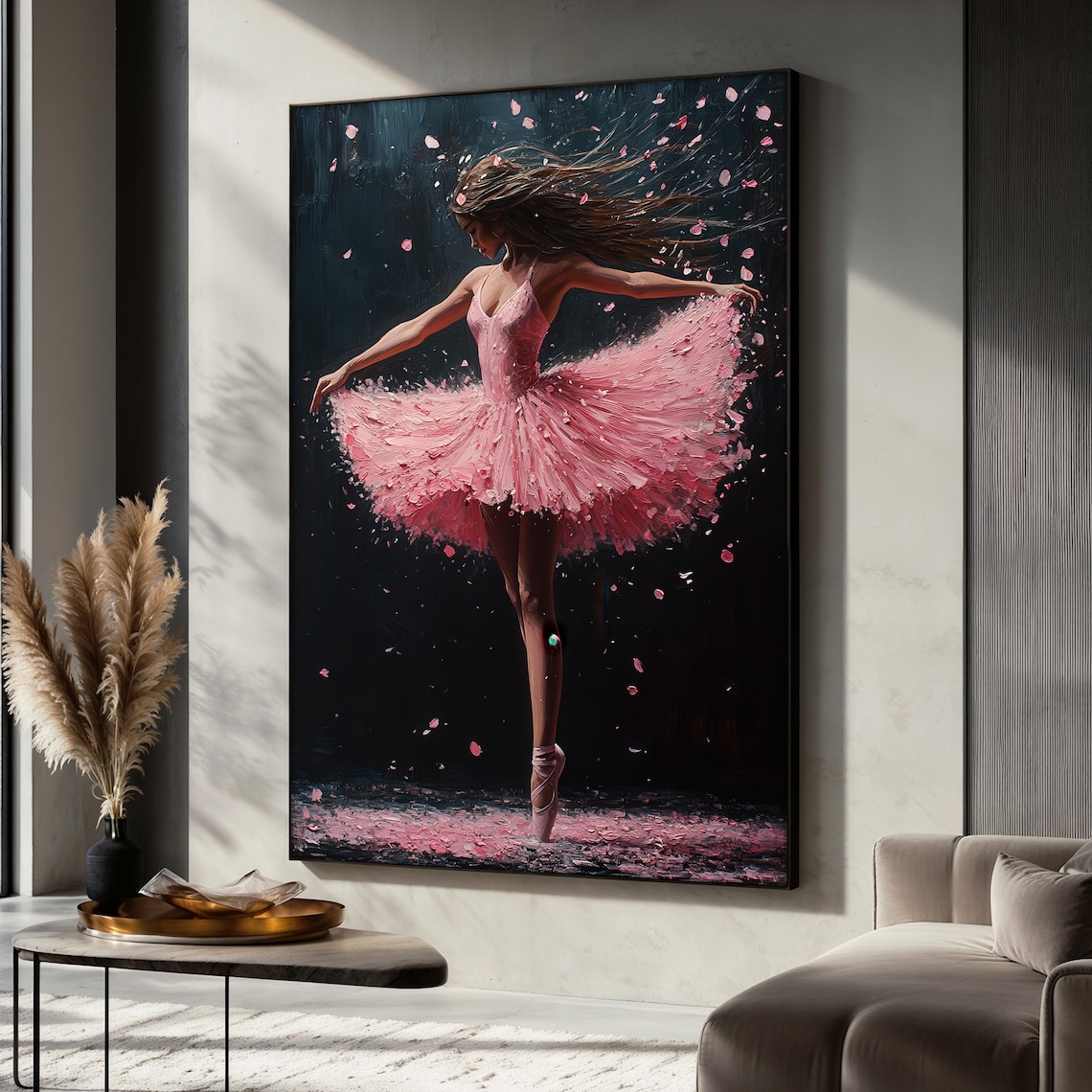 Graceful Ballerina Painting, Elegant Dancer Gift