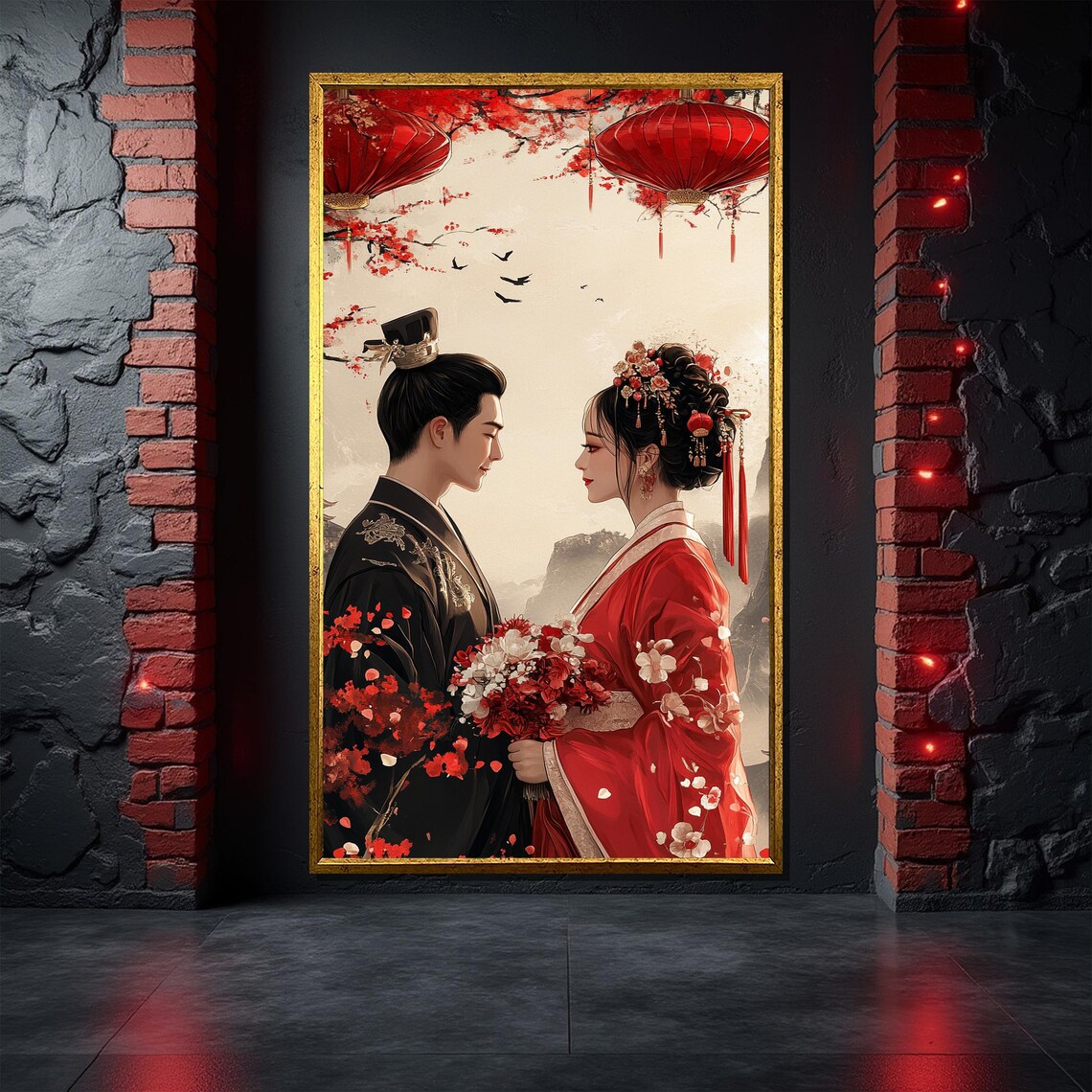Japanese Wedding Couple, Traditional Kimono Romantic Decor