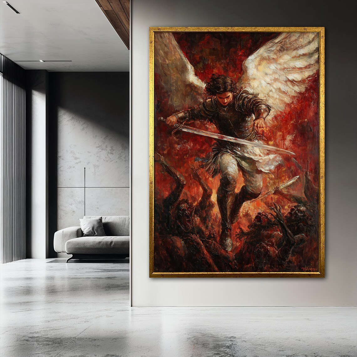 Archangel Painting, Warrior Angel Christian Decor - Image 3