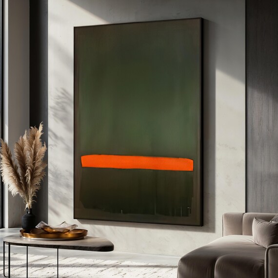 Mark Rothko Style Green Orange Stripe Color Field Abstract Poster