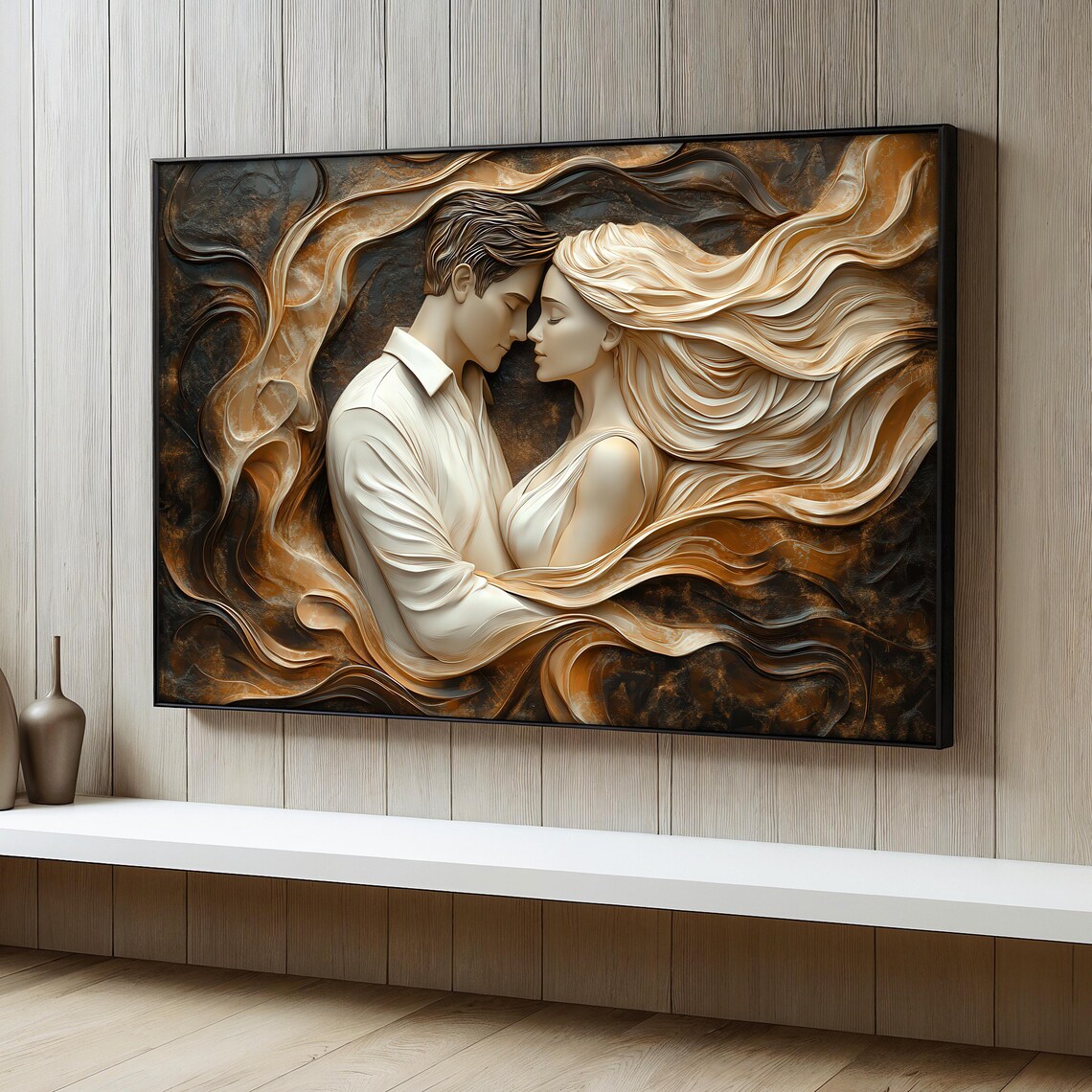 Romantic Couple Art Print, Modern Bedroom Decor
