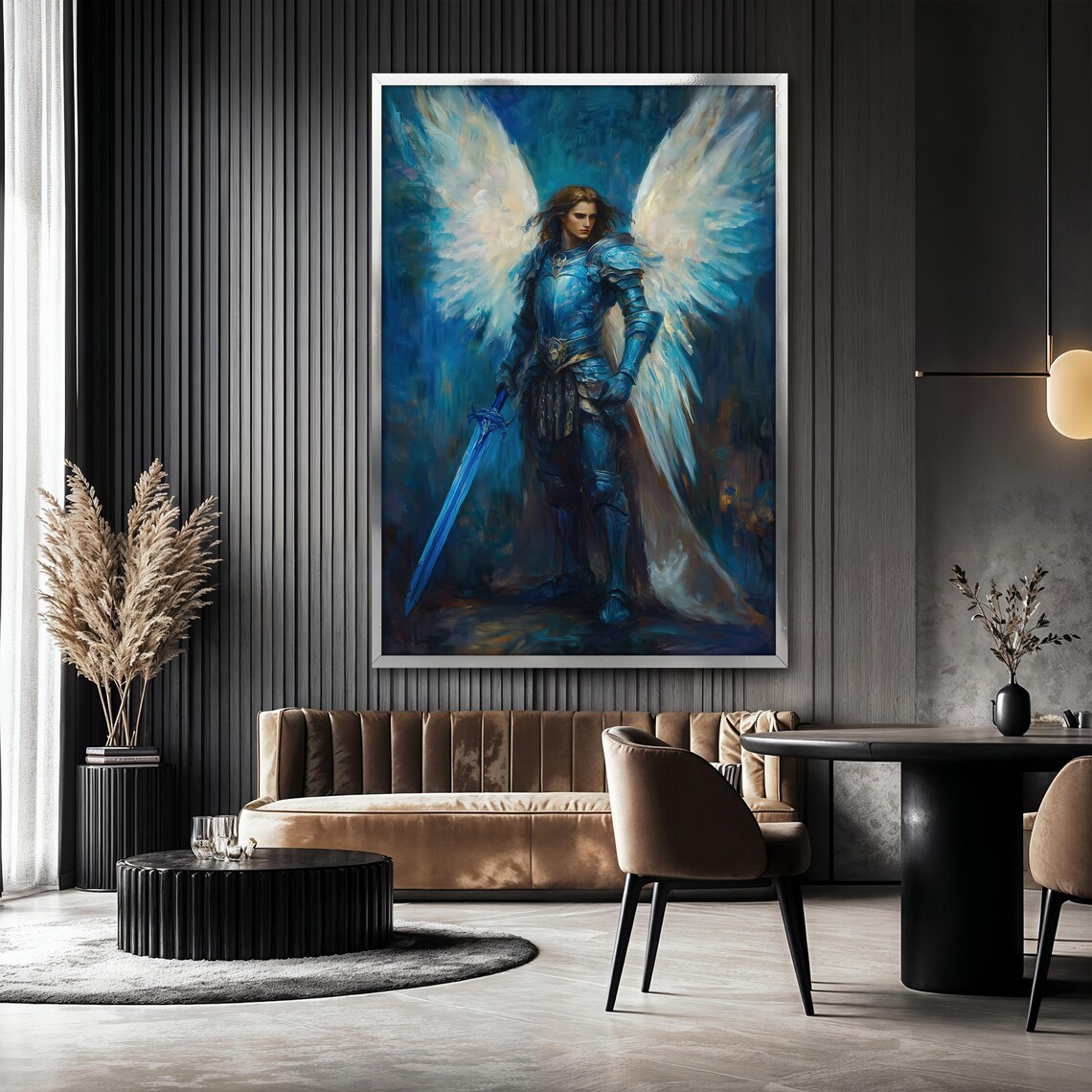 Archangel Warrior Painting, Fantasy Guardian Decor - Image 2
