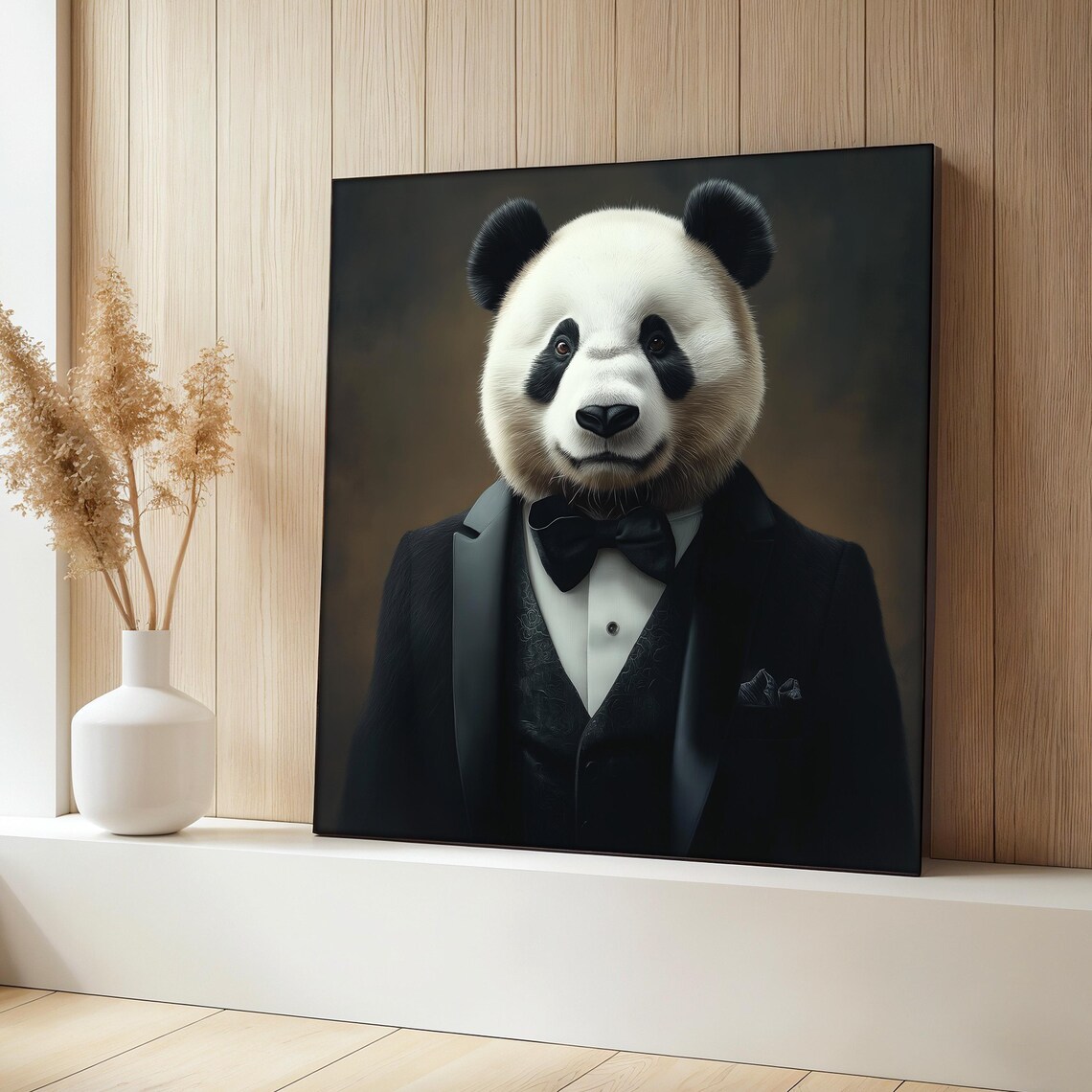 Elegant Panda Painting, Modern Animal Portrait