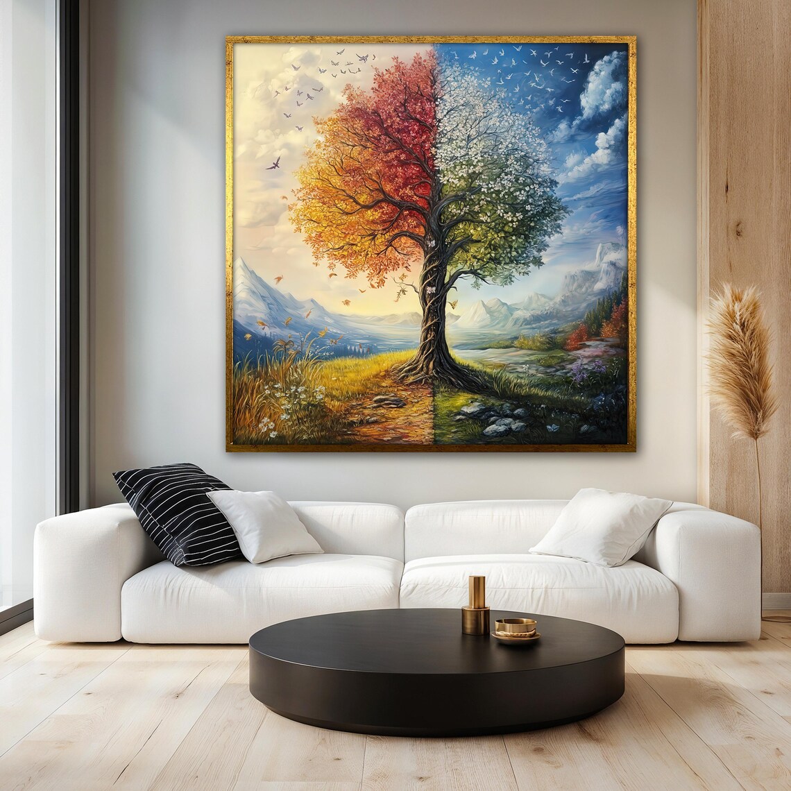 Four Seasons Tree Painting, Nature Landscape Art - Image 3