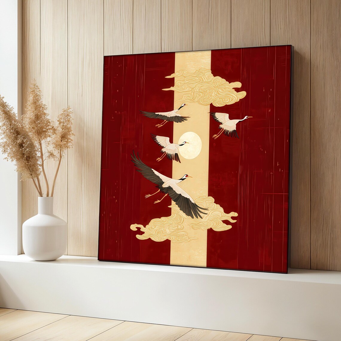 Asian Crane, Japanese Style Elegant Nature Art Print