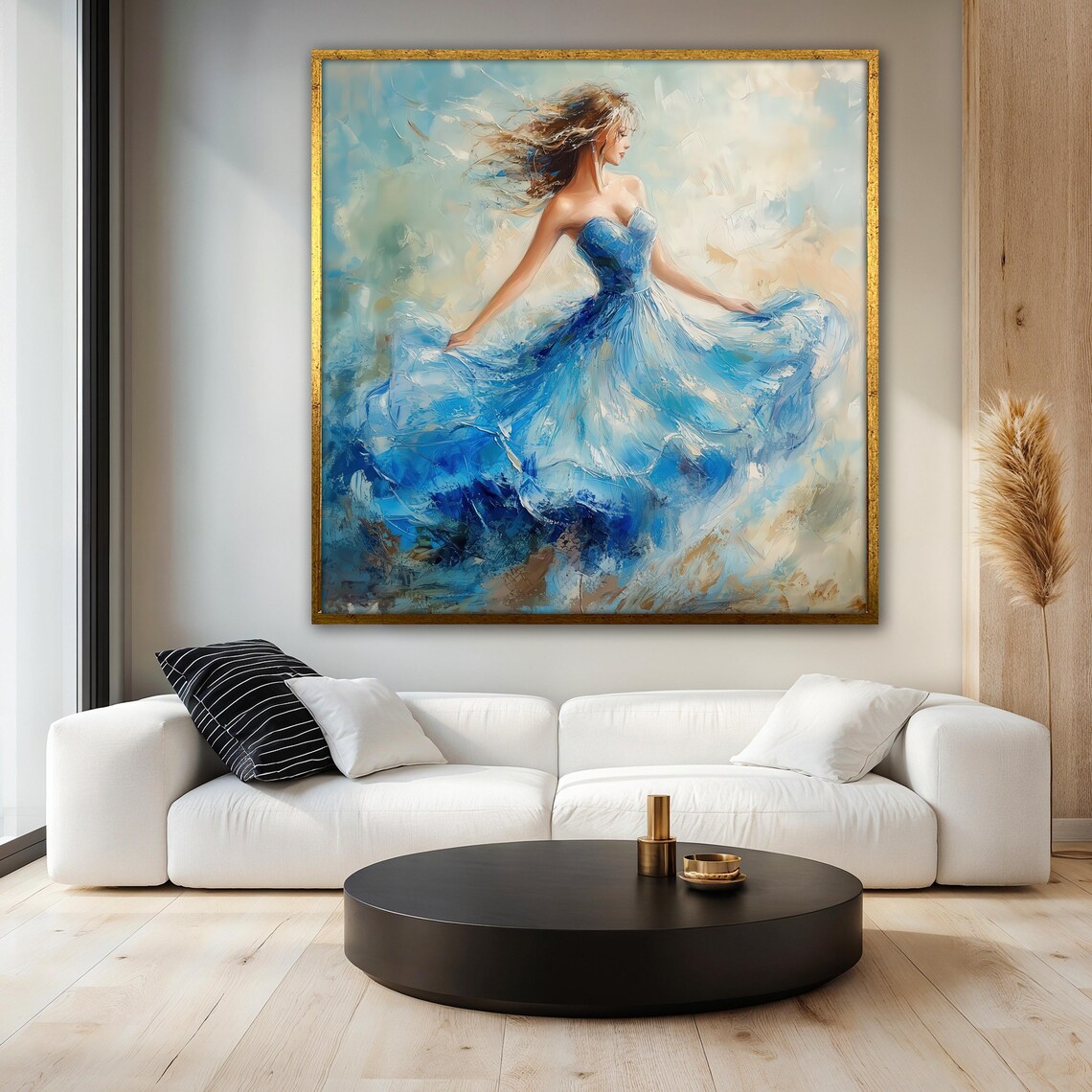 Blue Dress Woman, Elegant Lady Poster Print - Image 3