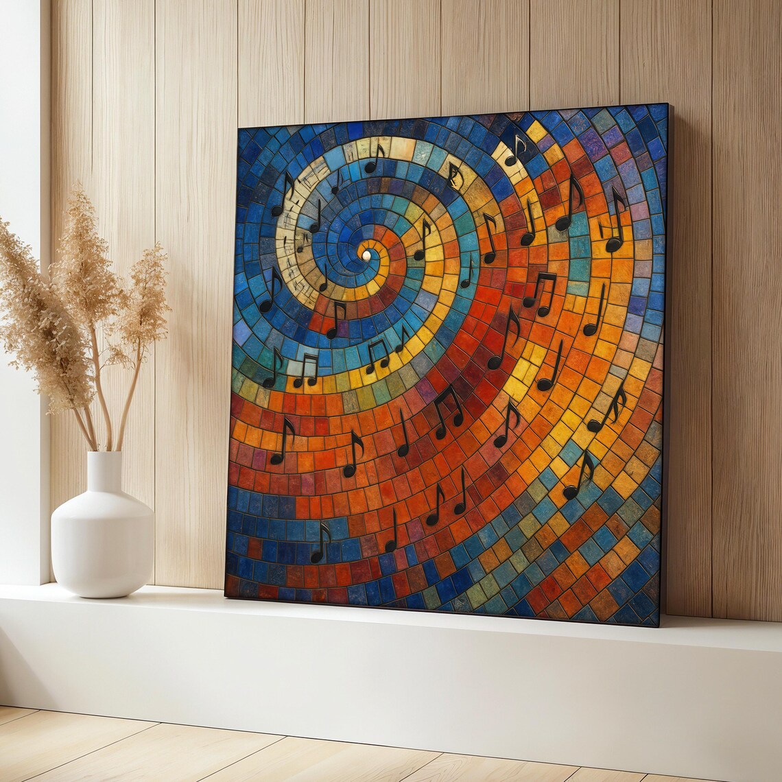 Mosaic Spiral Music - Vibrant Abstract Notes