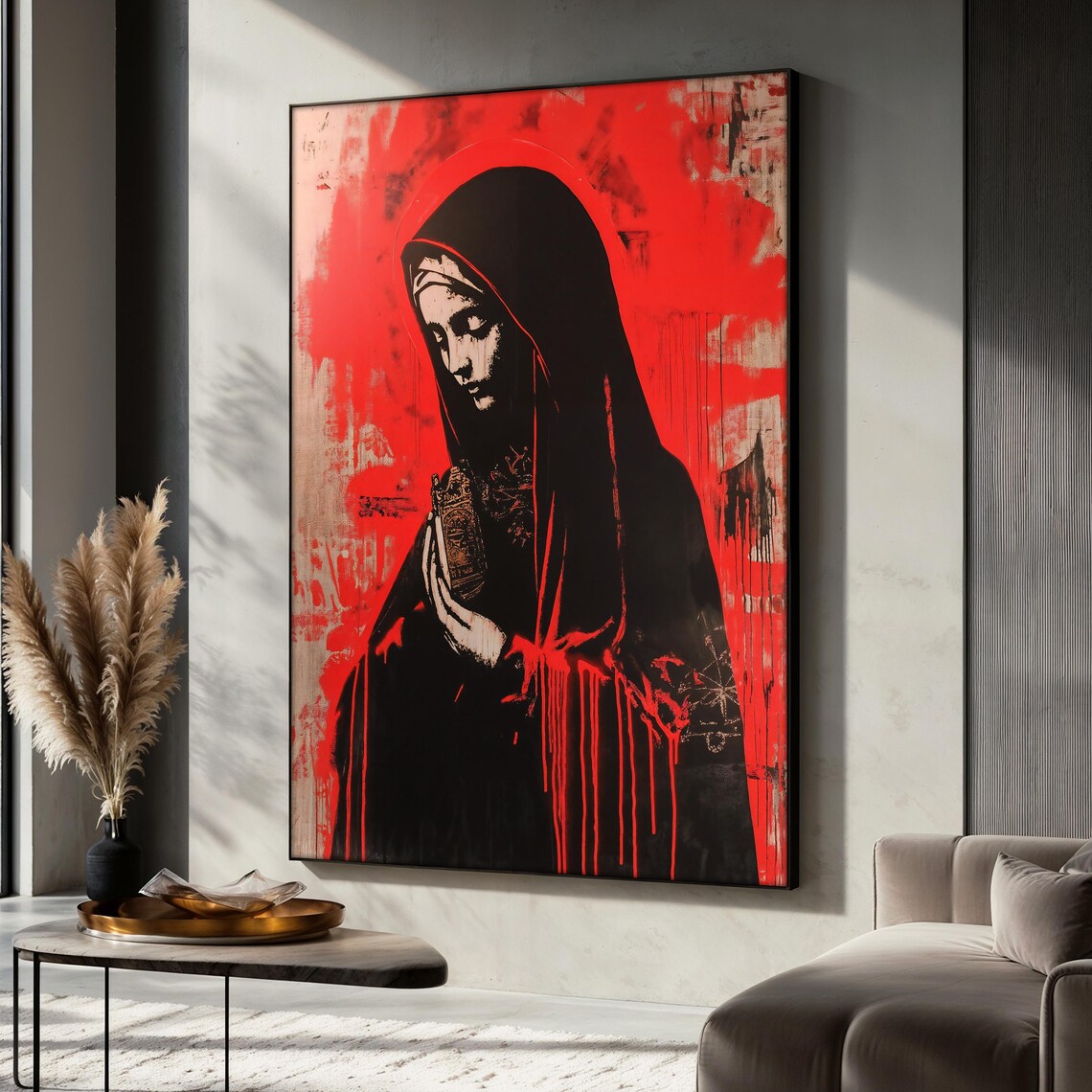 Virgin Mary Painting, Religious Graffiti Art Print