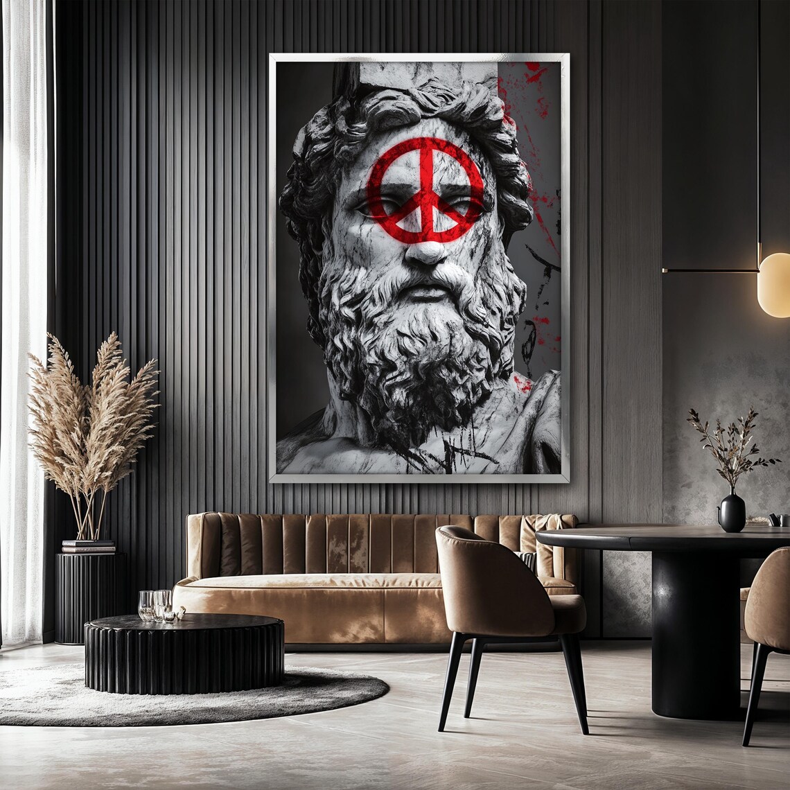 Zeus Painting With Red Peace Symbol, Graffiti Decor - Image 2