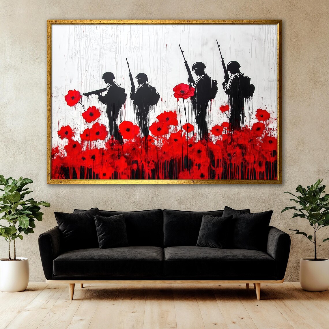 Soldier Painting Red Poppy, War Memorial Artwork - Image 3