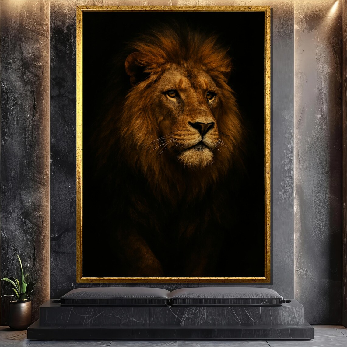 Majestic Lion Painting, Powerful Wildlife Decor