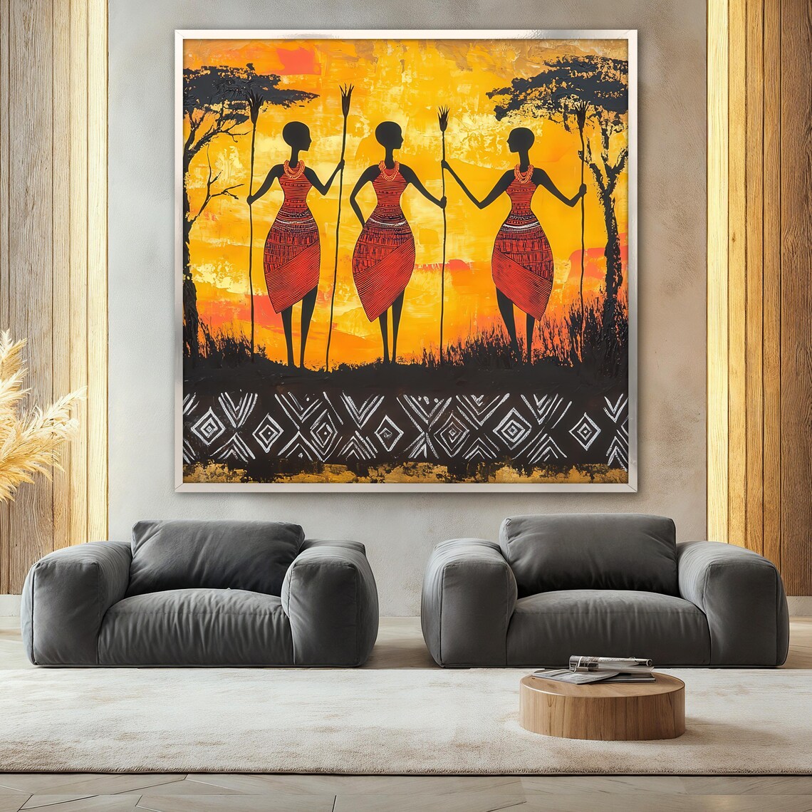 African Women Painting In Sunset Colors Art Print - Image 2