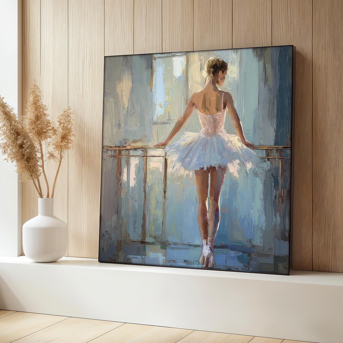 Graceful Ballerina Art Print, Ballet Girl At Barre