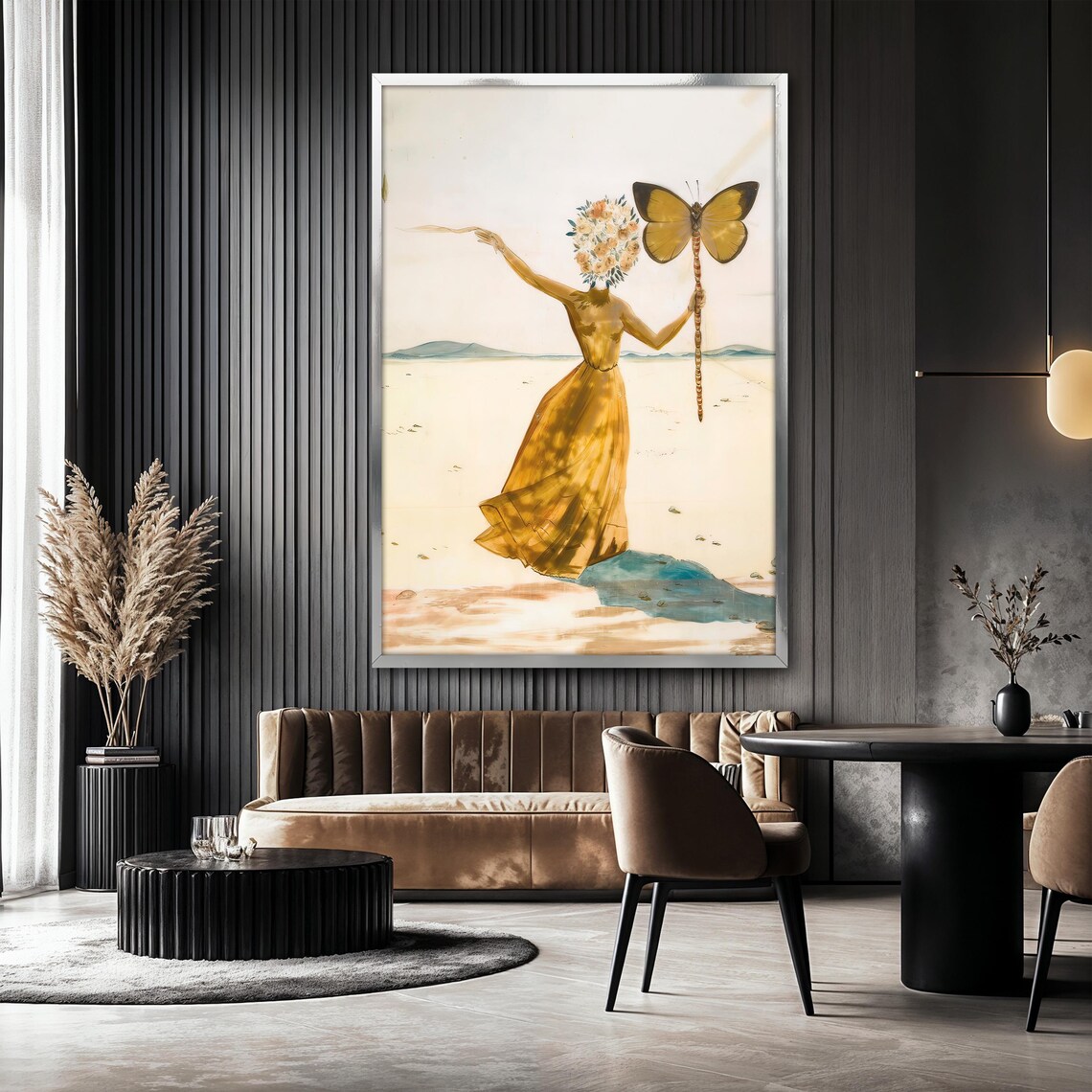 Salvador Dali Surreal Woman With Butterfly, Art Print - Image 2