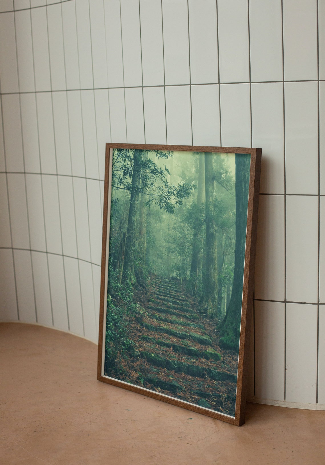 Mossy Forest Steps Poster Ancient Stone Stairs In Green Woods - Image 2