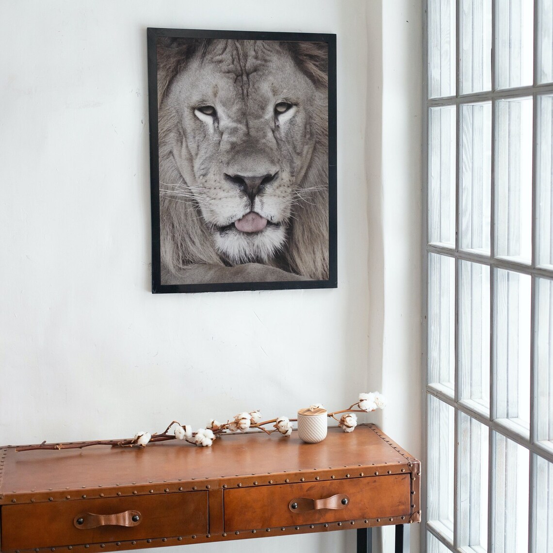 Lion Sticking Tongue Out Playful Wild Animal Portrait Poster - Image 2