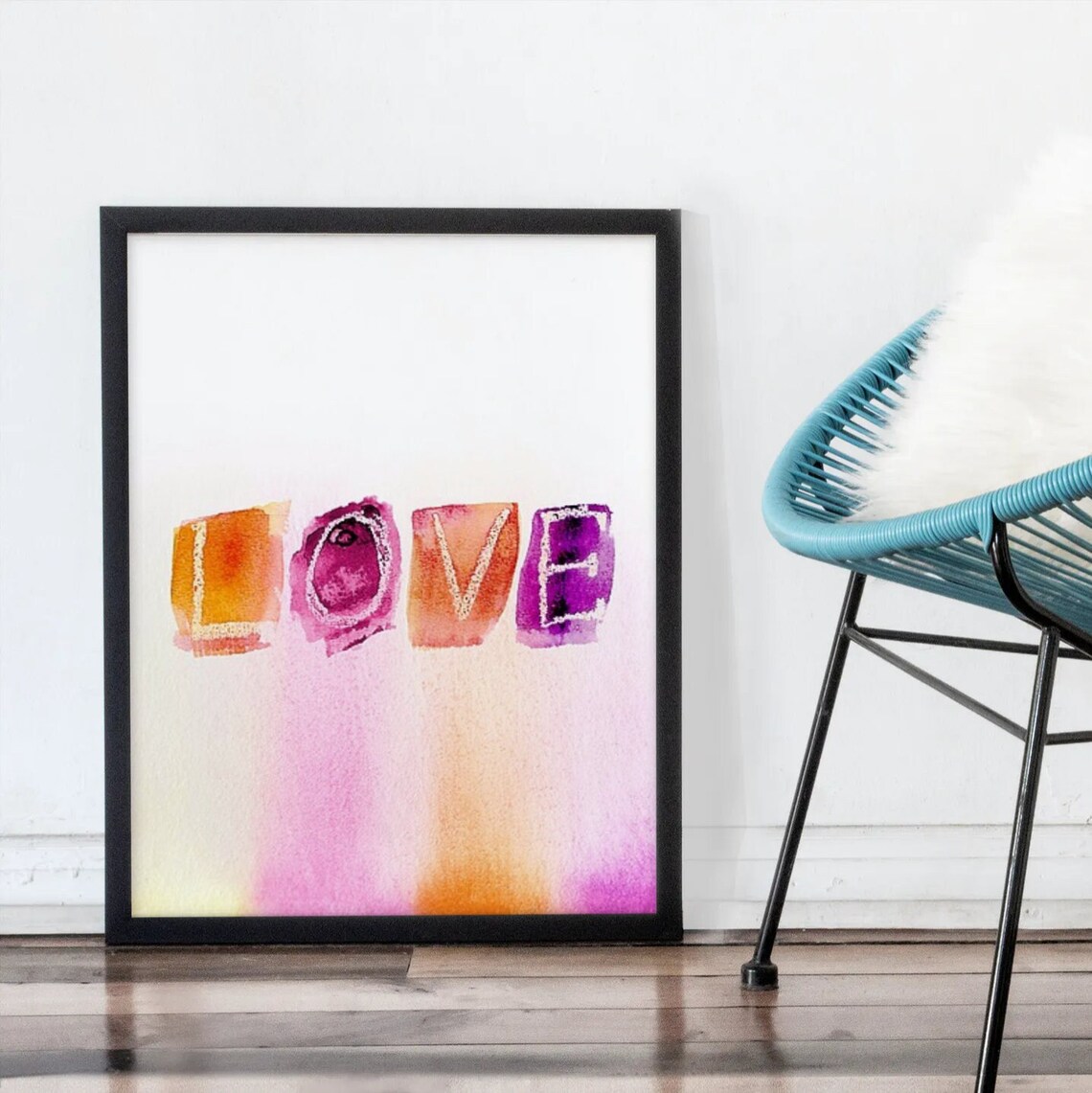 Love Print, Minimalist Watercolor Typography - Image 4