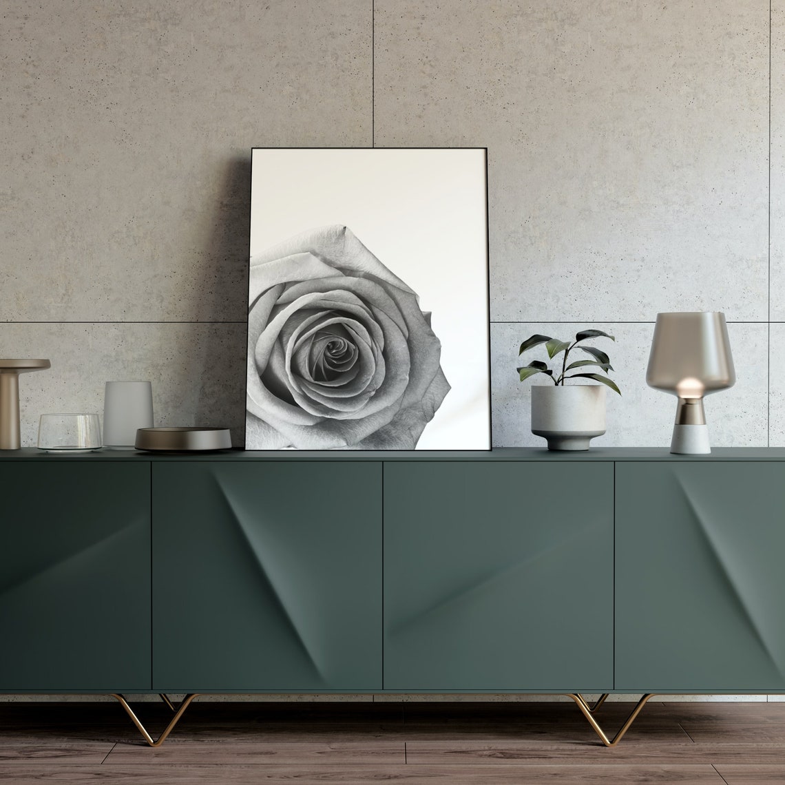 Black And White Rose Poster Macro Bloom Close Up Wall Detail - Image 4