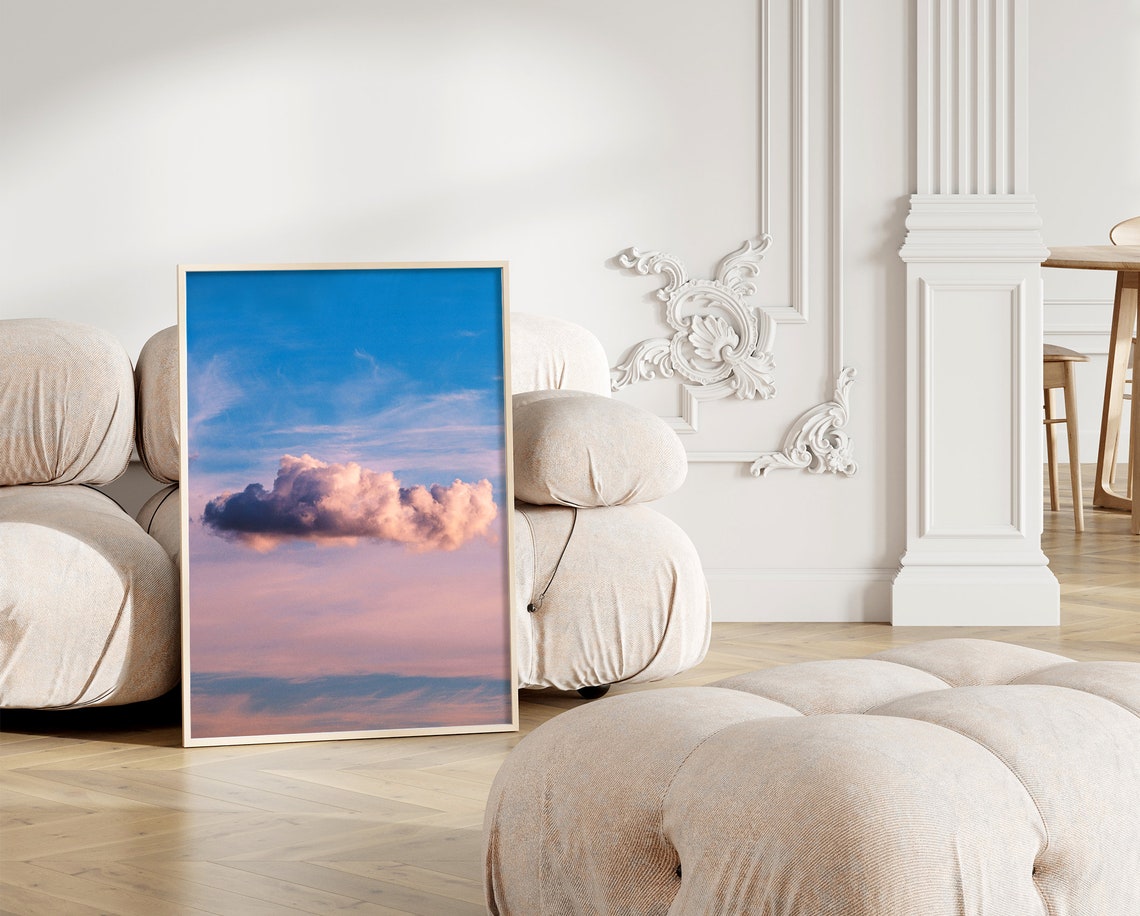 Pink Sunset Cloud Blue Sky Dreamy Pastel Evening Sky Photo Poster - Image 4