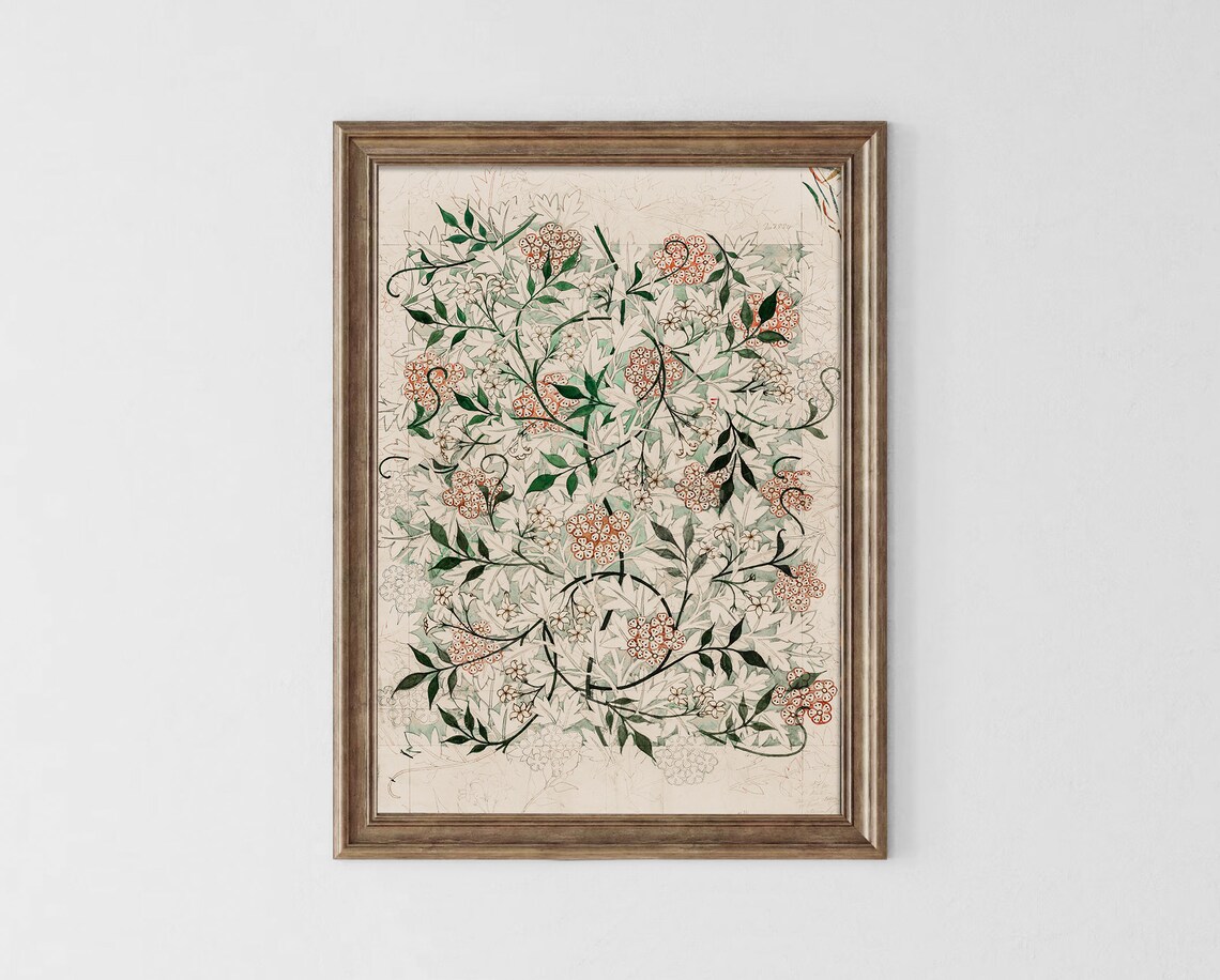 Vintage Vine and Blossom Floral Pattern Botanical Art Poster - Image 2