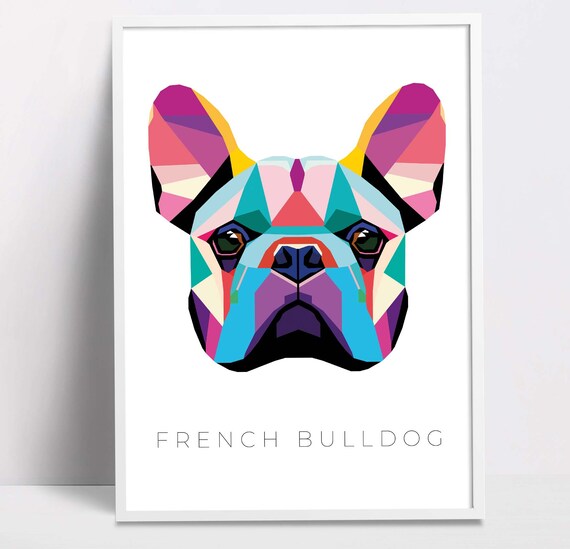 French Bulldog Geometric Pop Art Print Pet Dog Wall Art Prints Printable Wall Art Dog Poster Print Art