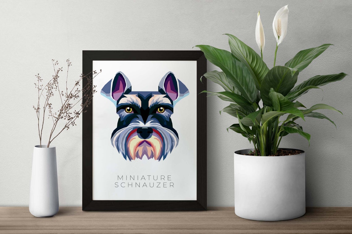 Miniature Schnauzer Dog Bold Geometric Pop Art Portrait Poster - Image 2
