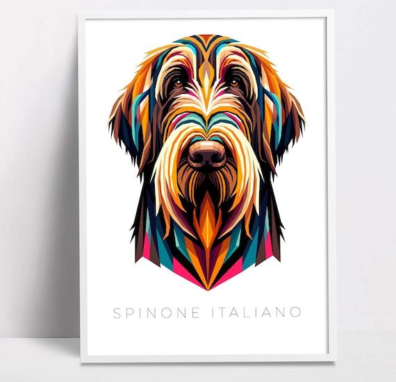 Spinone Italiano Geometric Pop Art Print Pet Dog Wall Art Prints Printable Art Dog Poster Print