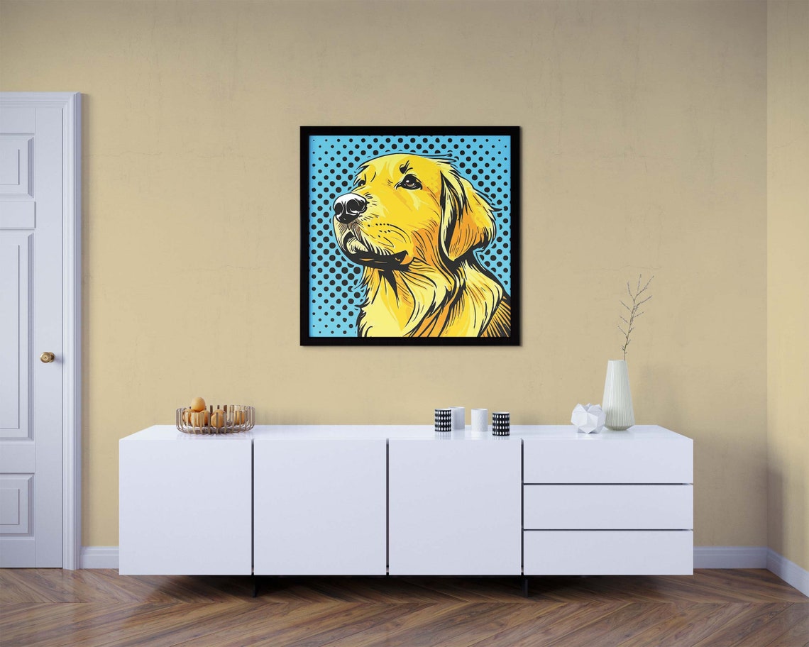 Golden Retriever Pop Art Halftone Dot Dog Portrait Pet Poster - Image 2